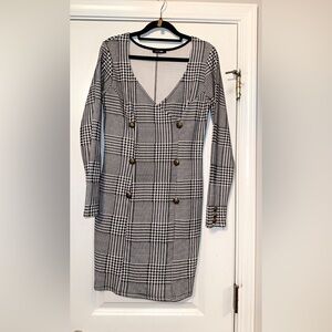 Houndstooth Bodycon knit midi dress